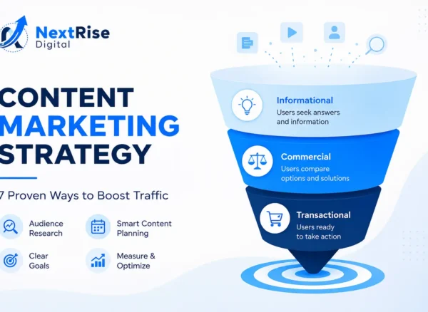 Content Marketing Strategy 7 Proven Ways to Boost Traffic (3) Content marketing strategy funnel showing search intent stages