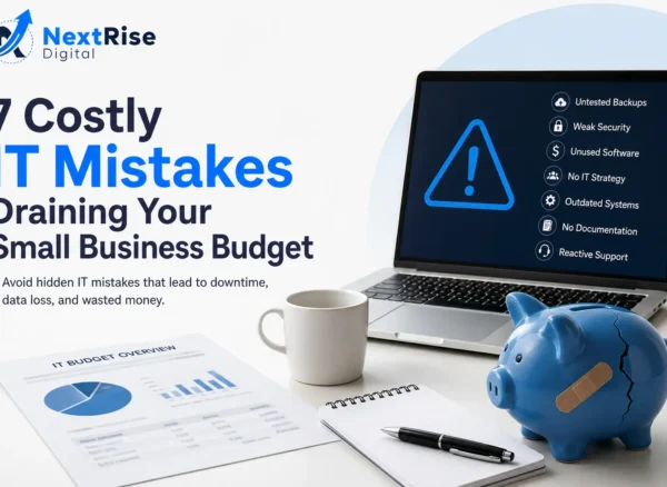 7 IT mistakes small businesses make that drain budgets, including untested backups, weak security, unused software, outdated systems, and reactive IT support 7 IT mistakes small businesses make that drain budgets, including untested backups, weak security, unused software, outdated systems, and reactive IT support