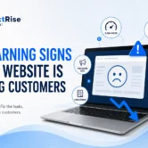 Signs your website is losing customers shown on a laptop with website performance, mobile usability, broken links, and conversion warning indicators Signs your website is losing customers shown on a laptop with website performance, mobile usability, broken links, and conversion warning indicators